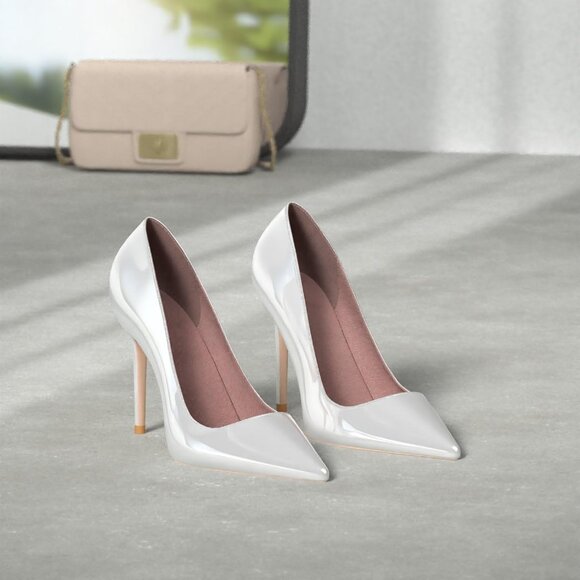 Women's Silver Pointed Toe Slip on Party Wedding Pumps Basic Shoes High Heels - Picture 2 of 8